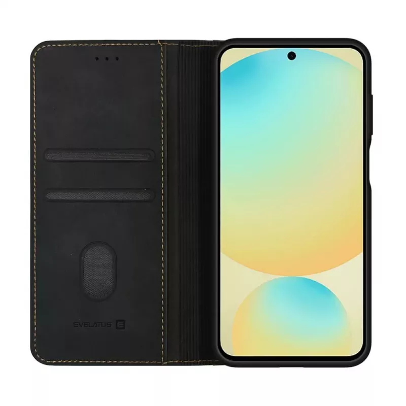 Evelatus Samsung Galaxy S24 FE knižné puzdro čierne