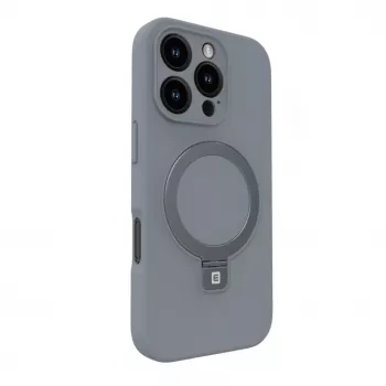 Evelatus Apple iPhone 16 Pro Max Premium MagSafe so stojanom silikónové puzdro Soft Touch strieborná