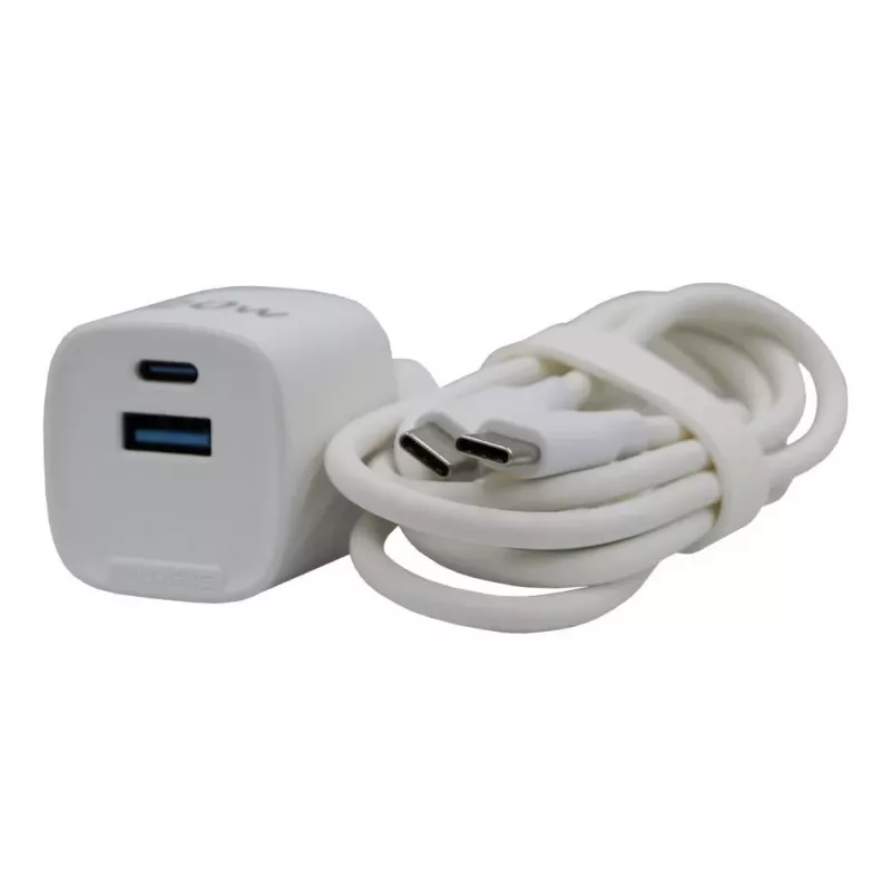 Evelatus FusionChage nástenná nabíjačka sada 20W napájací adaptér - 60W USB-C na USB-C silikónový kábel biela