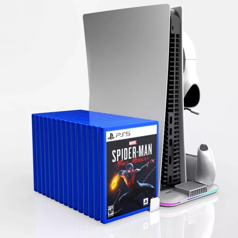iLike DZ504 Slim Multi Dock Station pre ovládače PlayStation 5 PS5 s ventilátormi a RGB, čierna