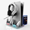 iLike DZ504 Slim Multi Dock Station pre ovládače PlayStation 5 PS5 s ventilátormi a RGB, čierna