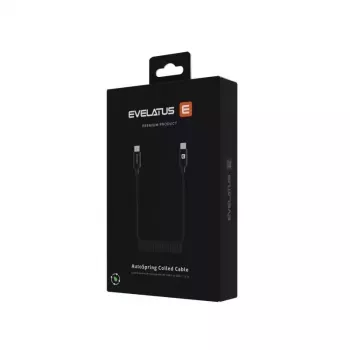 Evelatus AutoSpring špirálový kábel USB C na USB C 1,2M čierny