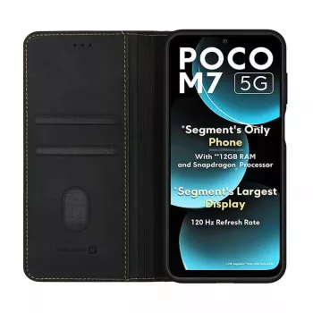 Evelatus Xiaomi Poco M7 knižné puzdro folio čierne