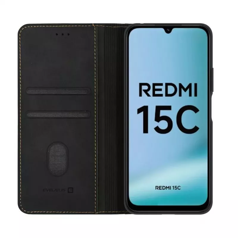 Evelatus Xiaomi Redmi 15C 4G/5G knižné puzdro folio čierne