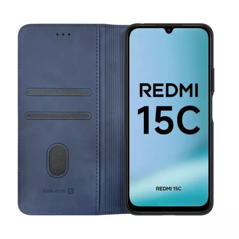 Evelatus Xiaomi Redmi 15C 4G/5G knižné puzdro folio tmavomodré