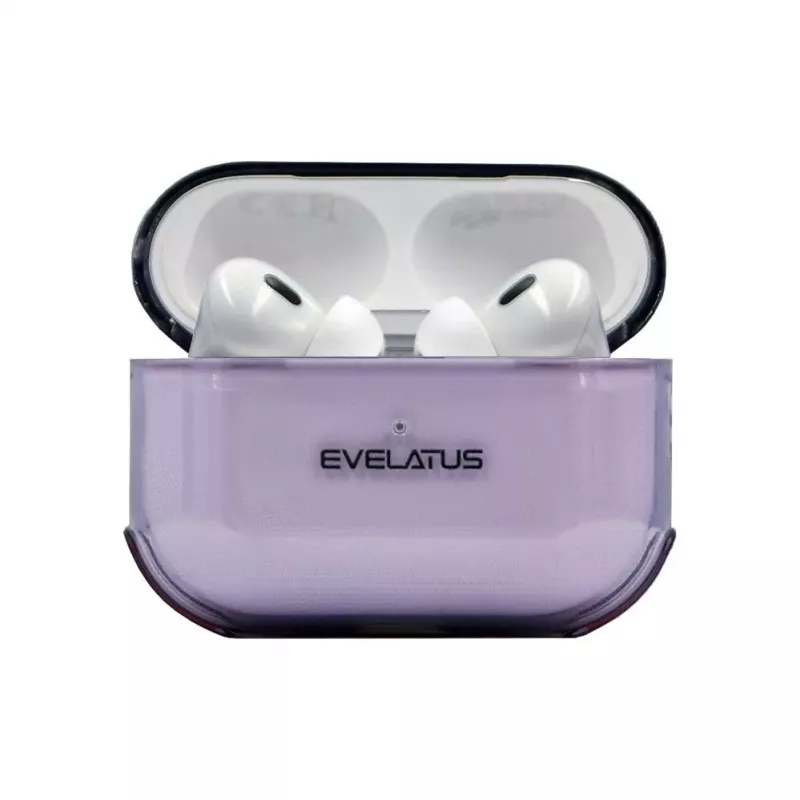 Evelatus Apple AirPods Pro 2 TPU ochranné puzdro transparentné fialové