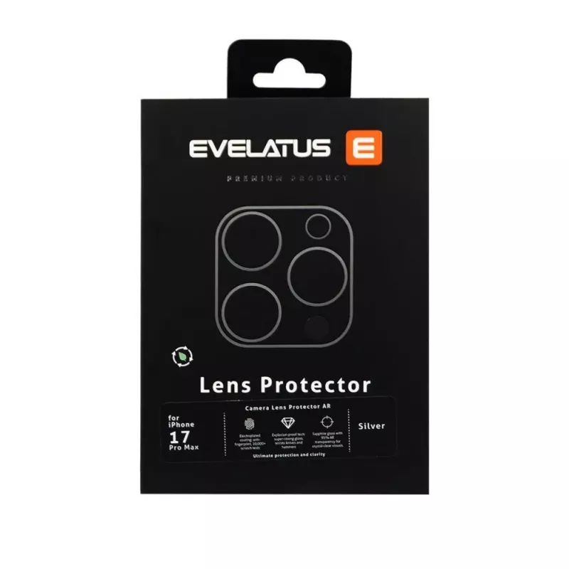 Evelatus Apple iPhone 17 Pro Max Full Body Camera Lens Protection Premium strieborná