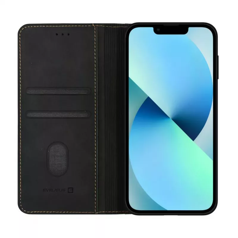 Evelatus Apple iPhone 17e Knižkové puzdro, čierne