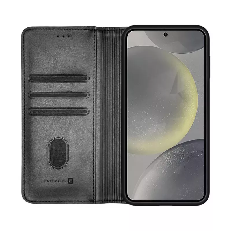 Evelatus Samsung Galaxy S25 puzdro s klopou Folio čierne