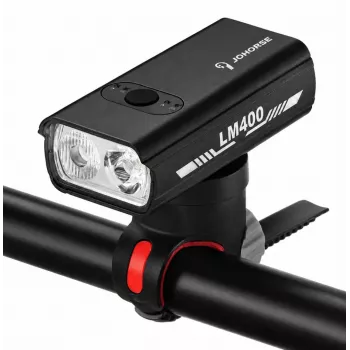 iLike JOHORSE USB nabíjateľné predné svetlo na bicykel, 400LM LED svetlo na bicykel, Dual Beam, hliníkové puzdro, indikátor stavu batérie, vodotesné svetlo na bicykel