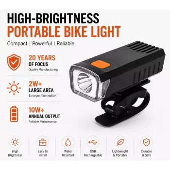iLike USB nabíjateľné predné svetlo na bicykel, JH420 vysoko svietivé LED svetlo na bicykel, IP65 vodotesné svetlo na bicykel pre MTB, cestný bicykel a e-bike čierne