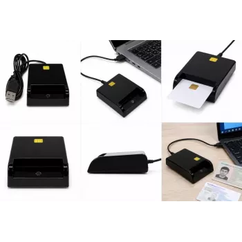 iLike USB čítačka čipových kariet, kontaktná čítačka IC kariet pre digitálny podpis, eID, bankové a vládne karty čierna