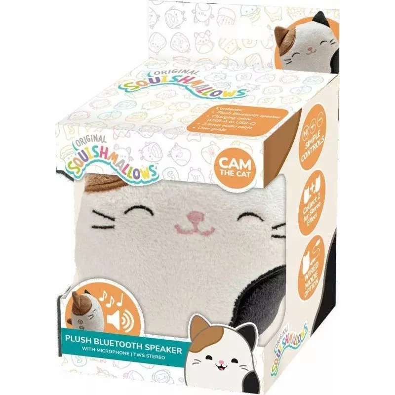 LAZERBUILT Squishmallows mačka Bluetooth 5.0 reproduktor plyšová hračka do 10m 400mAh pre deti