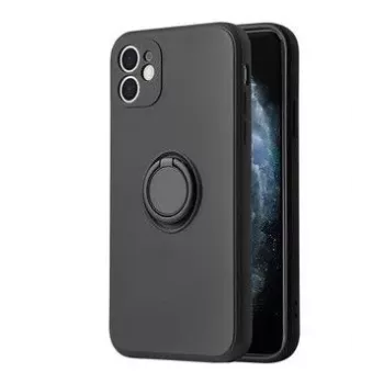 iLike Apple iPhone 14 silikónové puzdro s prstencom Black