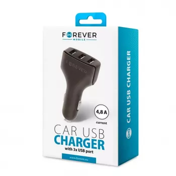 Forever Universal Triple USB nabíjačka do auta CC-05 4.8A čierna