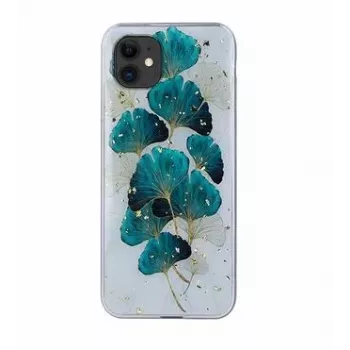 iLike Gold Glam puzdro pre iPhone 11 s listovým vzorom