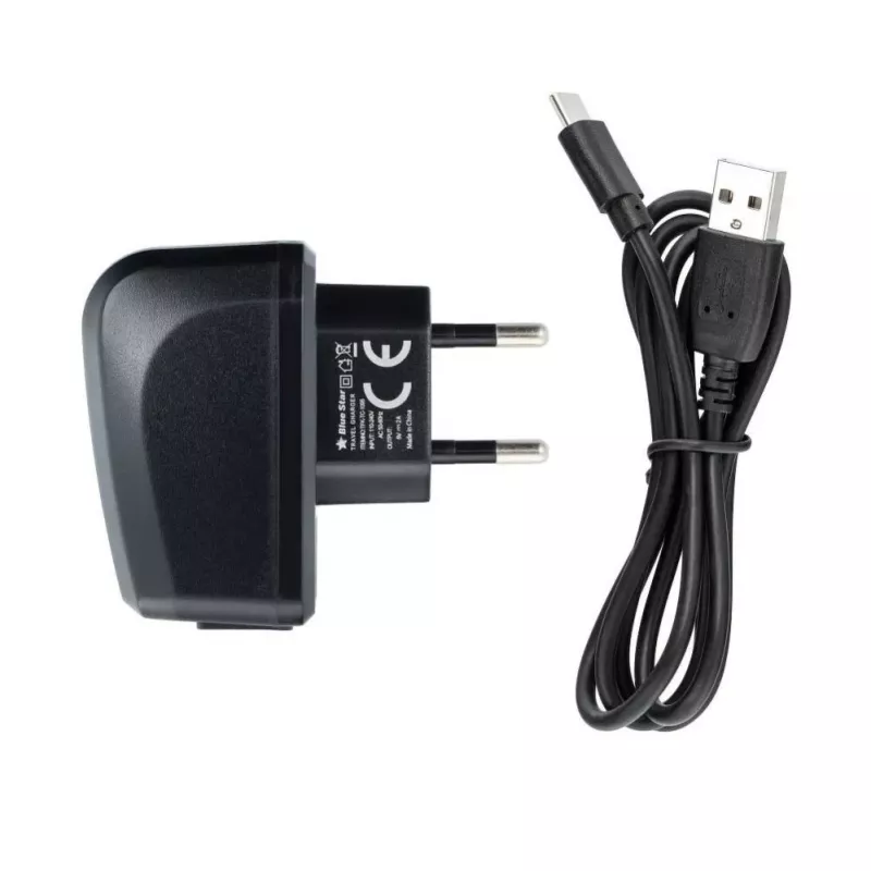 Blue Star nabíjačka na telefón Blue Star Lite USB A 2A 10W + kábel USB A na USB C TFK-TC-1095B čierna