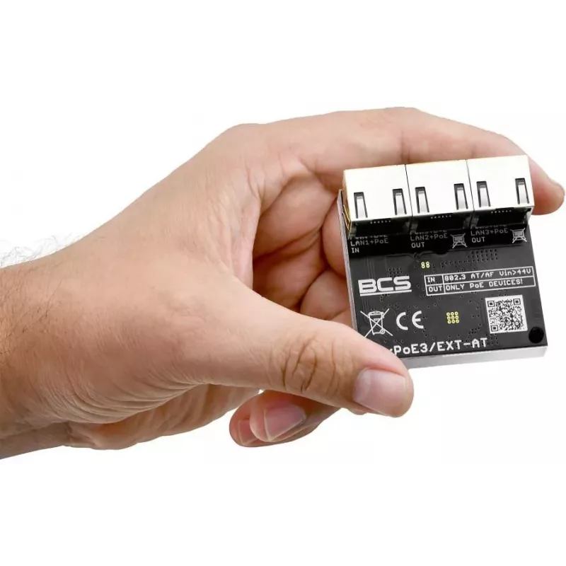 BCS BCS-xPoE3/EXT-AT 3-port PoE+ switch, 2x PoE+ 30W, 1x uplink, 250m EXTEND, kovový