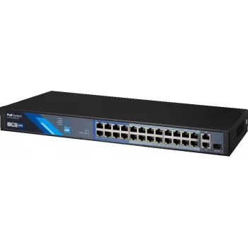 BCS BCS-B-SP2402G-1SFP 24-port PoE+ neupravovateľný switch s 2 Gigabit uplink a 1 SFP slotom
