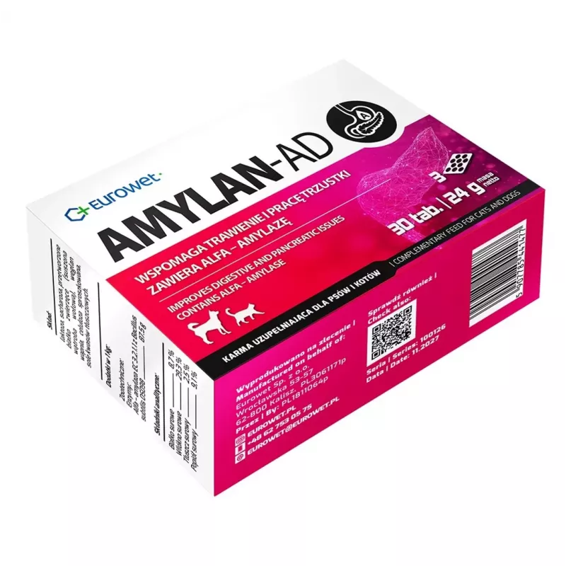 EUROWET Amylan-Ad doplnok stravy pre psov a mačky - 30 tabliet