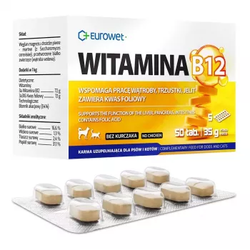 EWE EUROWET vitamín B12 doplnok stravy pre psy a mačky - 50 tabliet