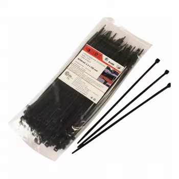WKK čierne UV stabilizované nylonové viazacie pásky 300x3,6mm 100 balenie