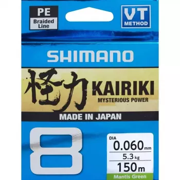 SHIMANO Kairiki 8 splietaný vlasec 0,060mm 150m 5,3kg Mantis Green