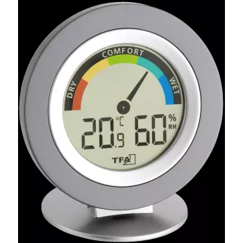 TFA 30.5019 termo-hygrometer COSY - digitálny interiérový teplomer a hygrometer s pamäťou max/min, zobrazenie komfortných zón, LCD displej, biela