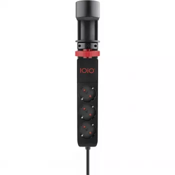 Olympia IOIO SL 3000 čierna zásuvková lišta na hranu stola s 3 zásuvkami Schuko a 2 portami USB-A, 1,5 m kábel