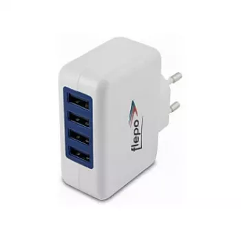 FLEPO USB 4-port napájací zdroj 100-240V 4A 20W čierna EU zástrčka