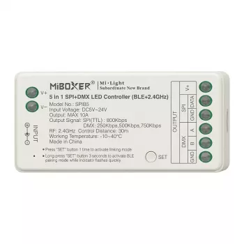 Miboxer SPIB5 Pixel LED ovládač 5 v 1 SPI+DMX 2,4GHz+BLE