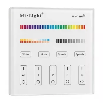 MIBOXER T4 Smart Panel diaľkový ovládač RGB+CCT 4 zóny 2.4GHz RF dotykový panel na stenu