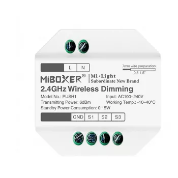 Miboxer Synergy 21 LED stmievač ovládač 2,4GHz bezdrôtové push stmievanie (PUSH1)