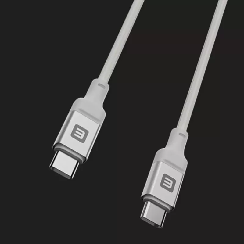 Evelatus USB-C na USB-C kábel 1,2 m 60W PD pletený nylon biely