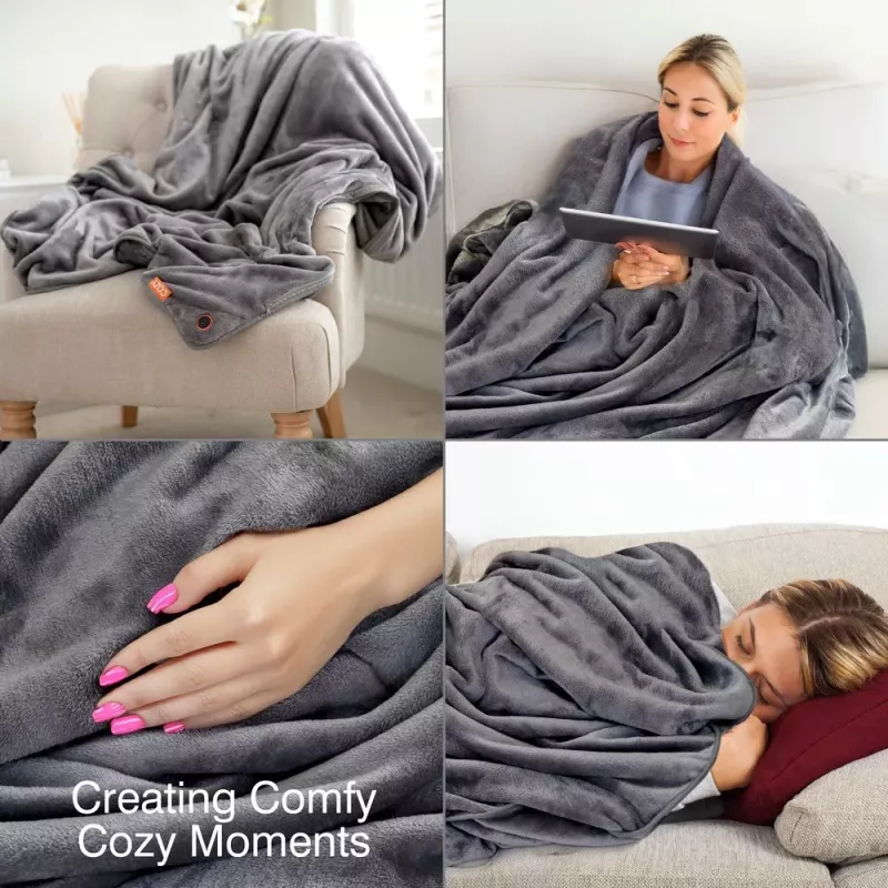 Bodi-Tek BT-BLHT-EU/1.0 COZY Snuggle Blanket vyhrievaná deka 130 x 160 cm, sivá