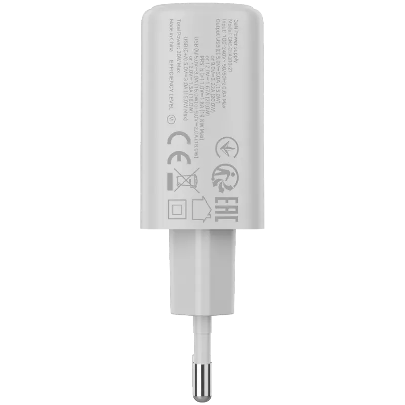 CANYON OnCharge 200 20W 1xPD 1xQC EU biela nástenná nabíjačka