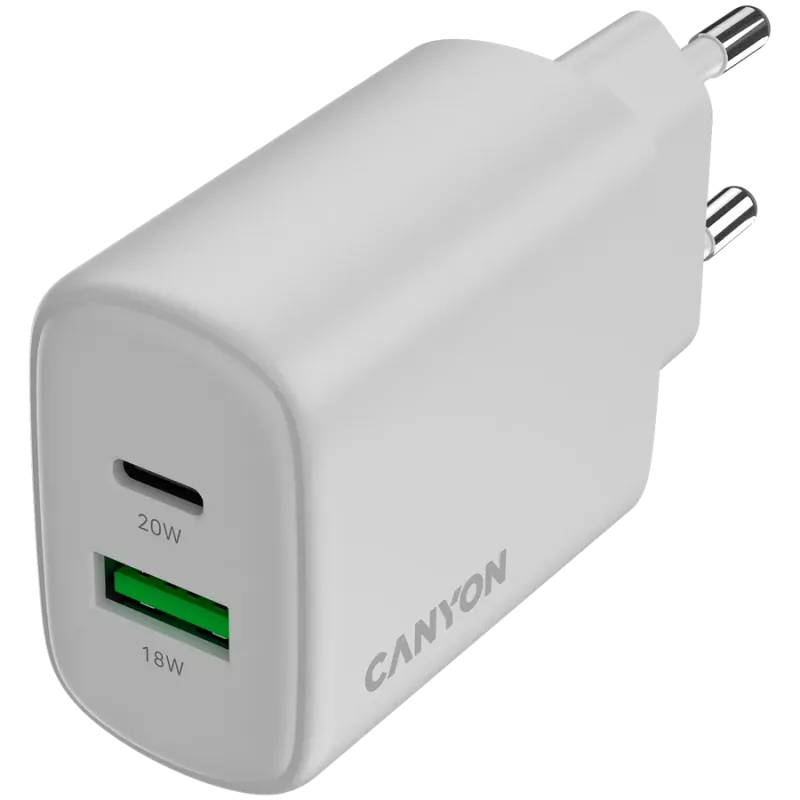 CANYON OnCharge 200 20W 1xPD 1xQC EU biela nástenná nabíjačka
