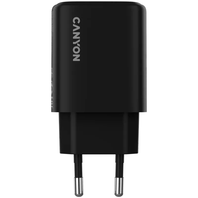 CANYON OnCharge 200 20W 1xPD 1xQC EU čierna nástenná nabíjačka