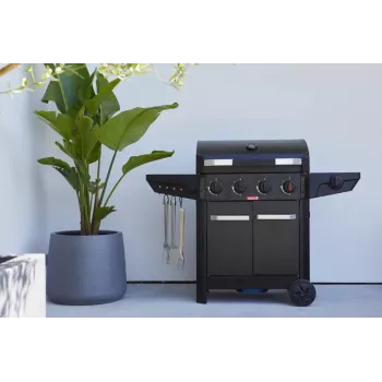 Barbecook plynový gril Luca 412 so spodnou skrinkou a bočným horákom, 145,4 x 60,3 x 112,3 cm, čierny