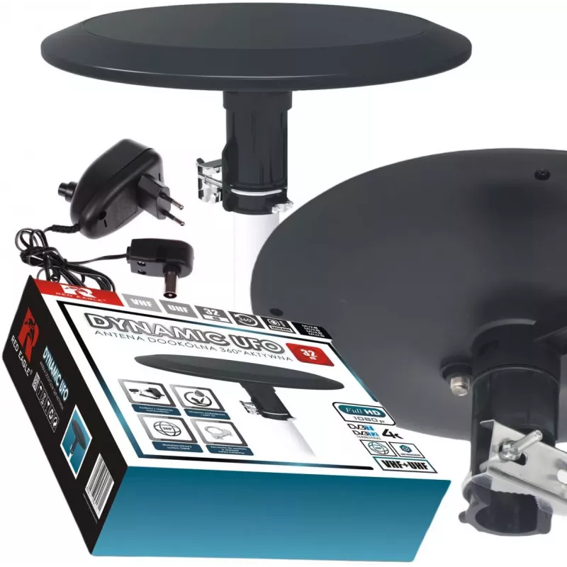 OPTICUM RED Opticum DVB-T Dynamic UFO-360 čierna aktívna vonkajšia všesmerová anténa