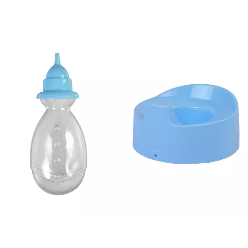 LEAN TOYS modrá bábika nočník piť cikať 24 cm