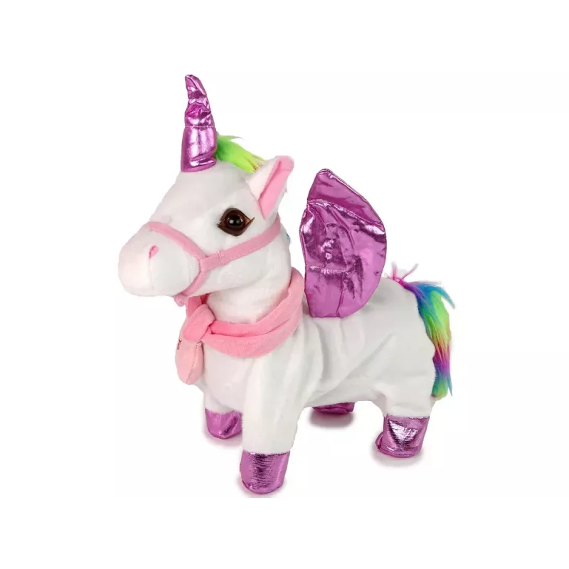 LEAN TOYS interaktívny jednorožec maskot kôň biely ružové krídla