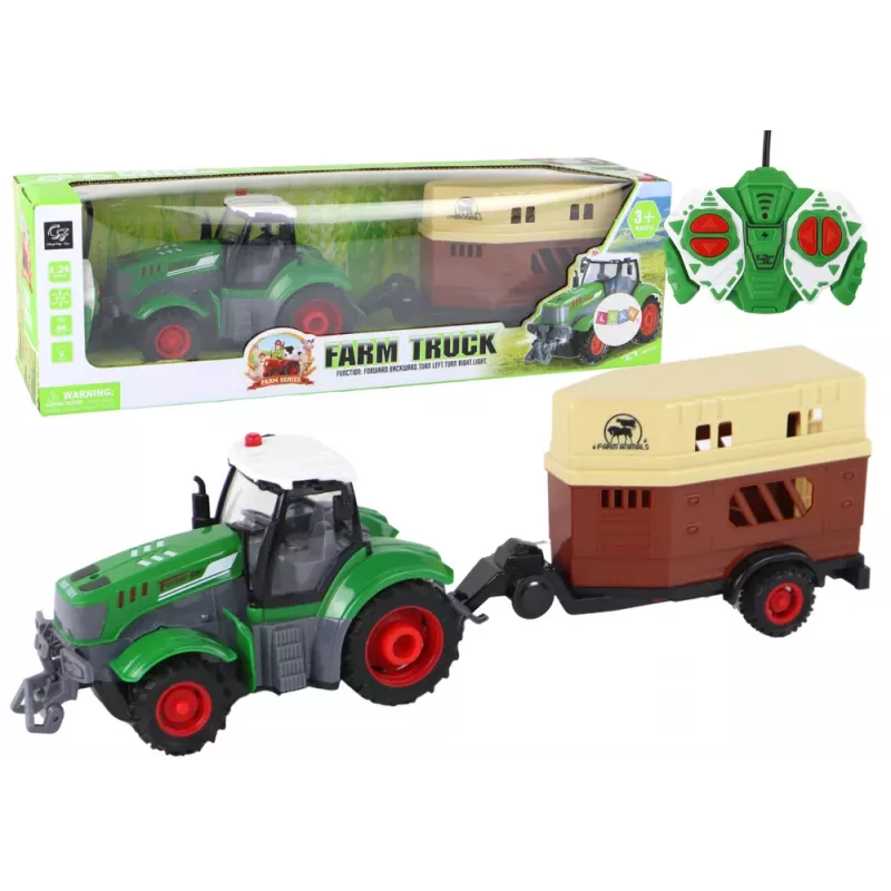 LEAN TOYS RC traktor, diaľkovo ovládaný traktor, poľnohospodársky stroj, príves, diaľkové ovládanie 1:24