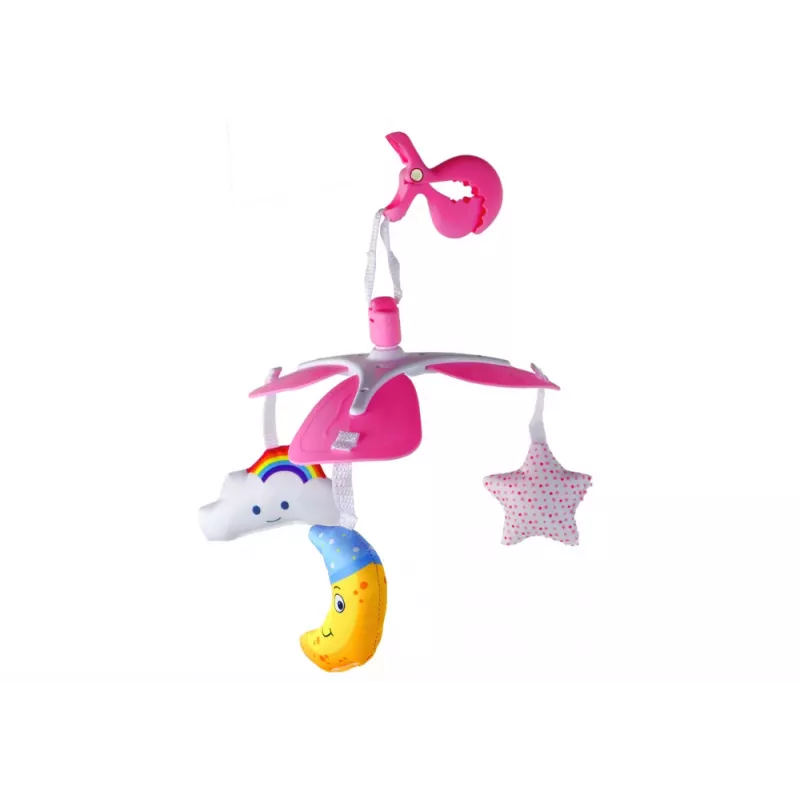 LEAN TOYS detský mobil na postieľku Sky klip ružový