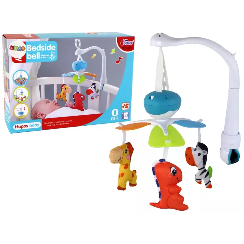 LEAN TOYS mobil na detskú postieľku so zvukom, modrý