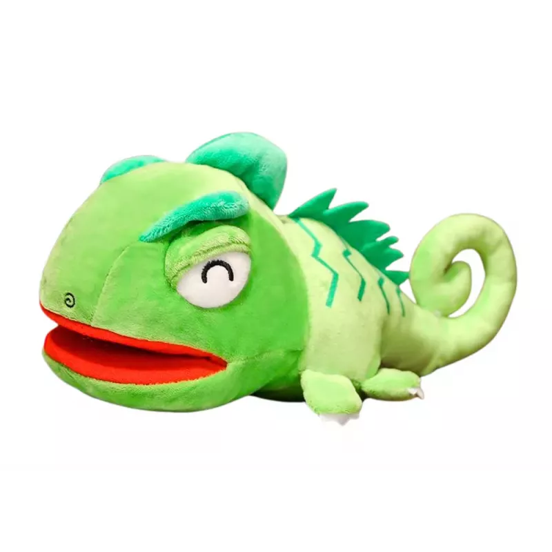 LEAN TOYS Plyšová maskot ruka bábka zelený drak 30 cm