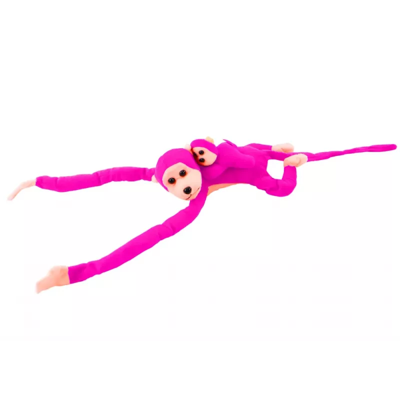 LEAN TOYS Plyšová maskot opica s bábätkom, tmavoružová 90 cm