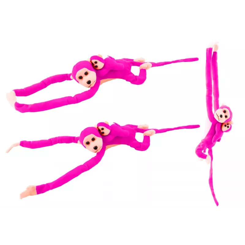 LEAN TOYS Plyšová maskot opica s bábätkom, tmavoružová 90 cm
