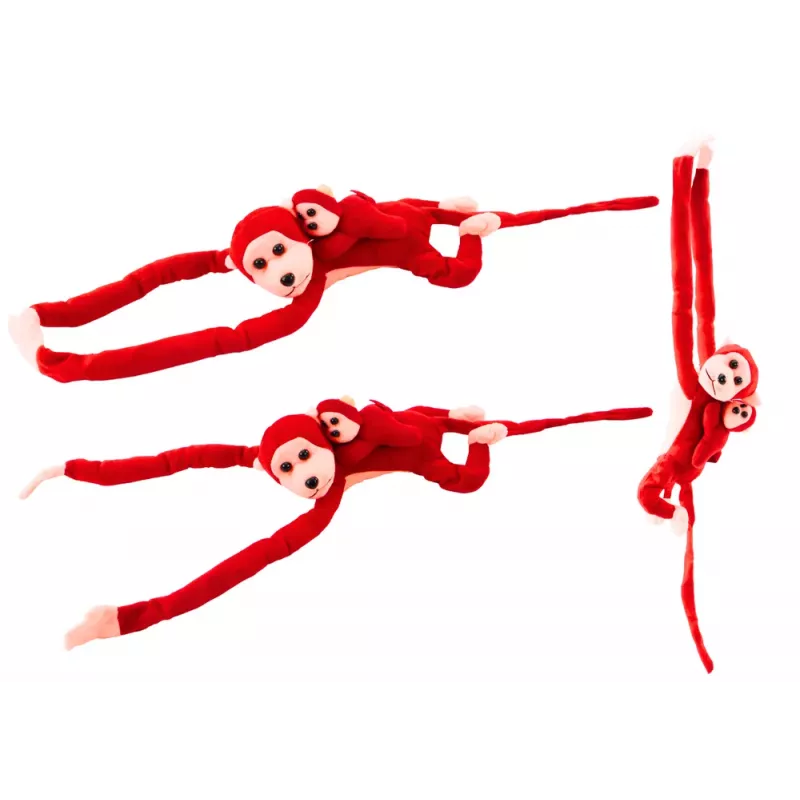 LEAN TOYS Plyšová maskot opica s bábätkom, červená 90 cm