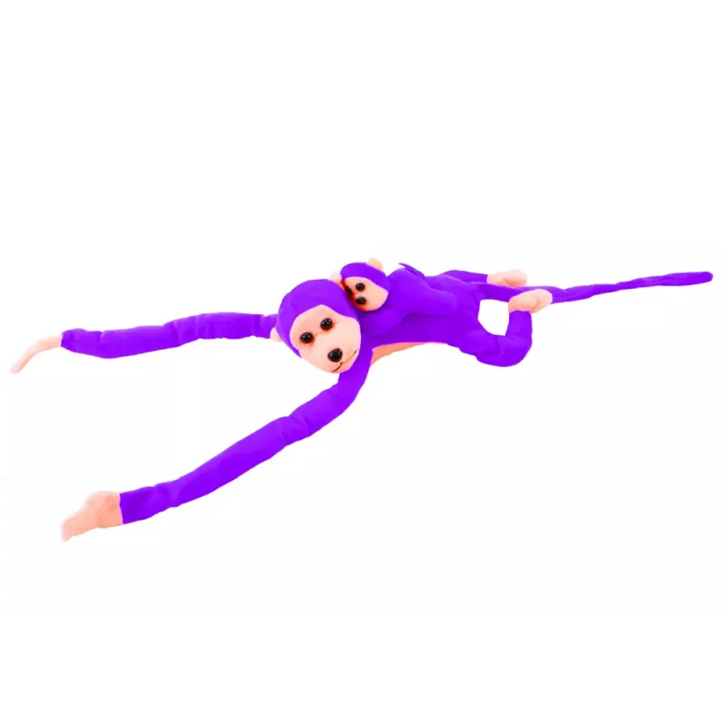 LEAN TOYS Plyšová maskot opica s bábätkom, fialová 90 cm